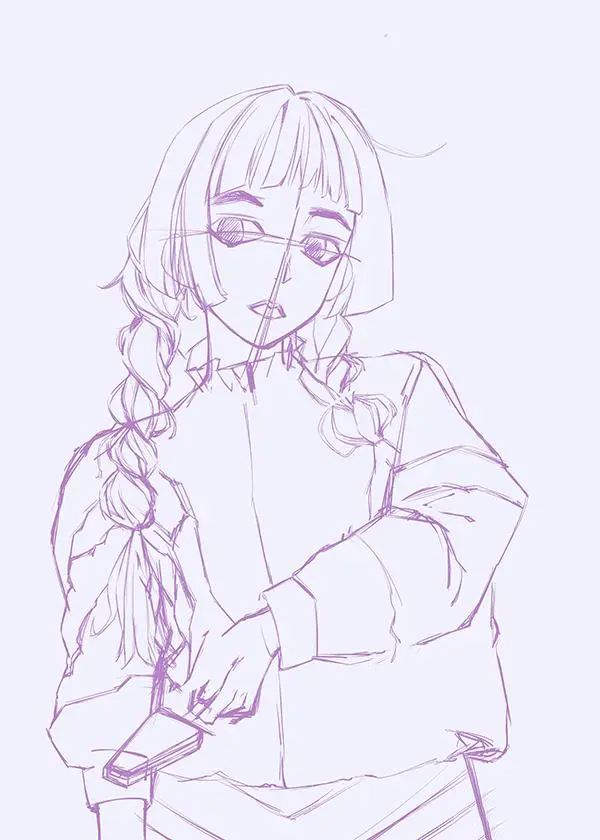 板绘日系清新卡通少女人像插画截图1