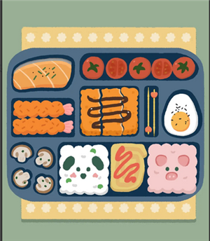 食物装进饭盒