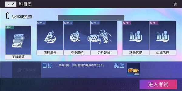 王牌竞速牌照考试玩法攻略1